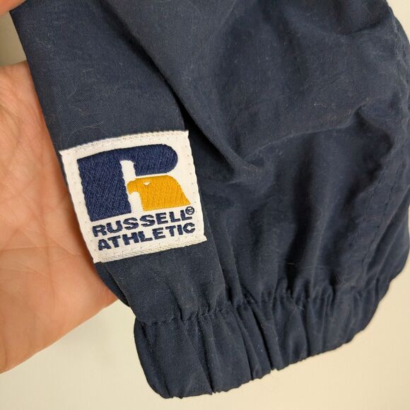 Vtg Georgia Tech 1/2 Zip Pullover Jacket XL Blue 90s Logo Windbreaker GT Hood - Picture 12 of 14